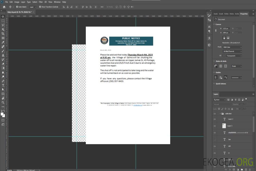 Avis de fermeture du centre du service public de Salmo Kootenays, facture commerciale, SCR template